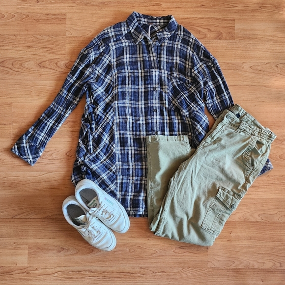 Free People Tops - Free People Oversized Plaid Shirt